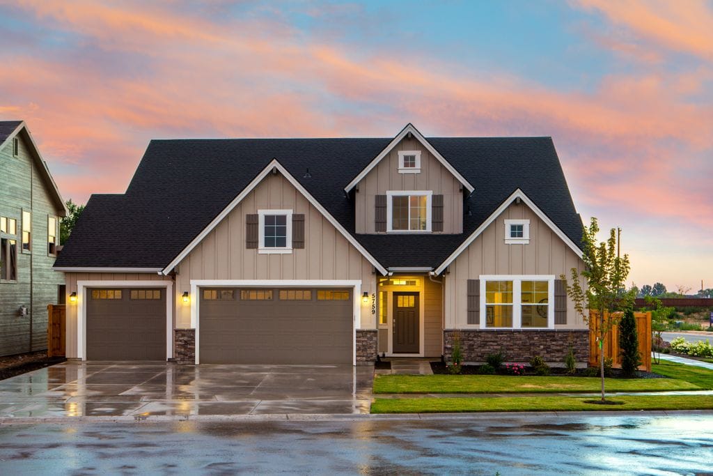 Charming family home in USA with a modern facade and spacious garage.