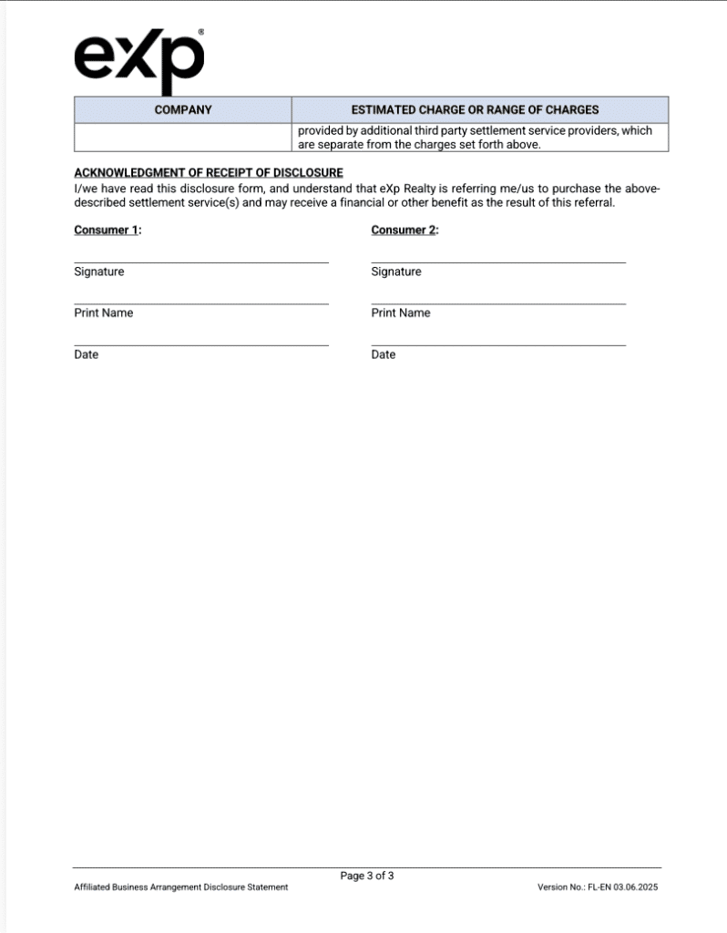 eXp Realty ABA Affiliated Business Arrangement page 3