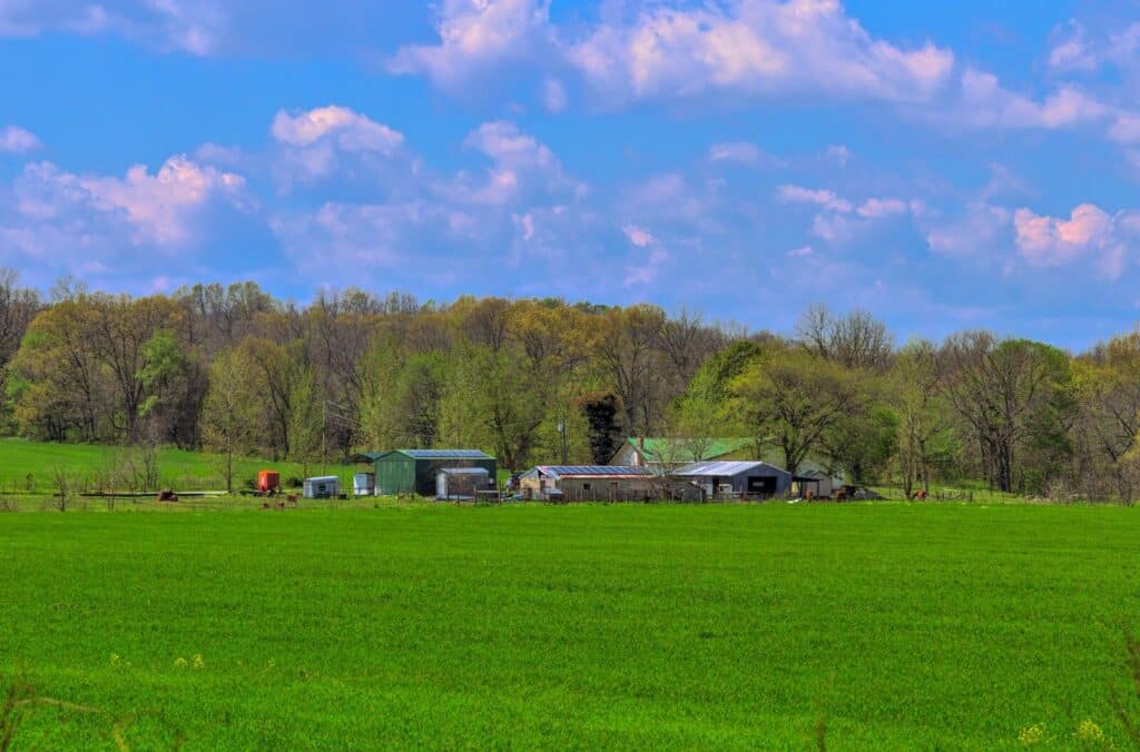 white and red houses on green grass field under blue sky during daytime, New Home For Sale in Missouri
